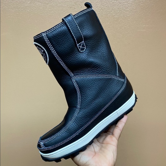 Timberland Genuine Leather Fleece Lined Black White Cream Boots Size 6M - Picture 7 of 16